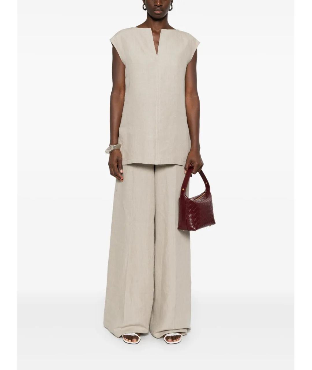 MAX MARA Бежевая льняная майка, фото 2