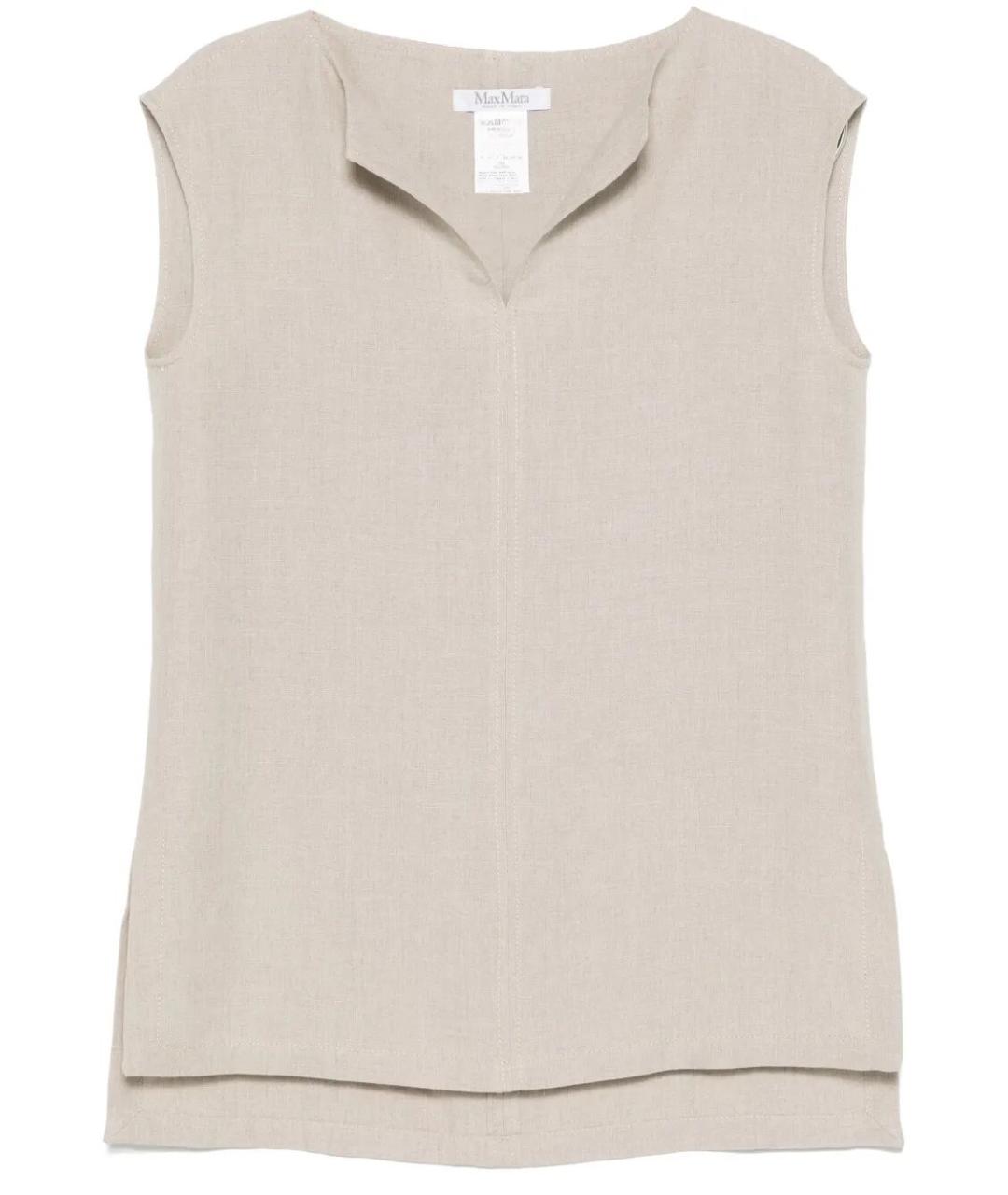MAX MARA Бежевая льняная майка, фото 1