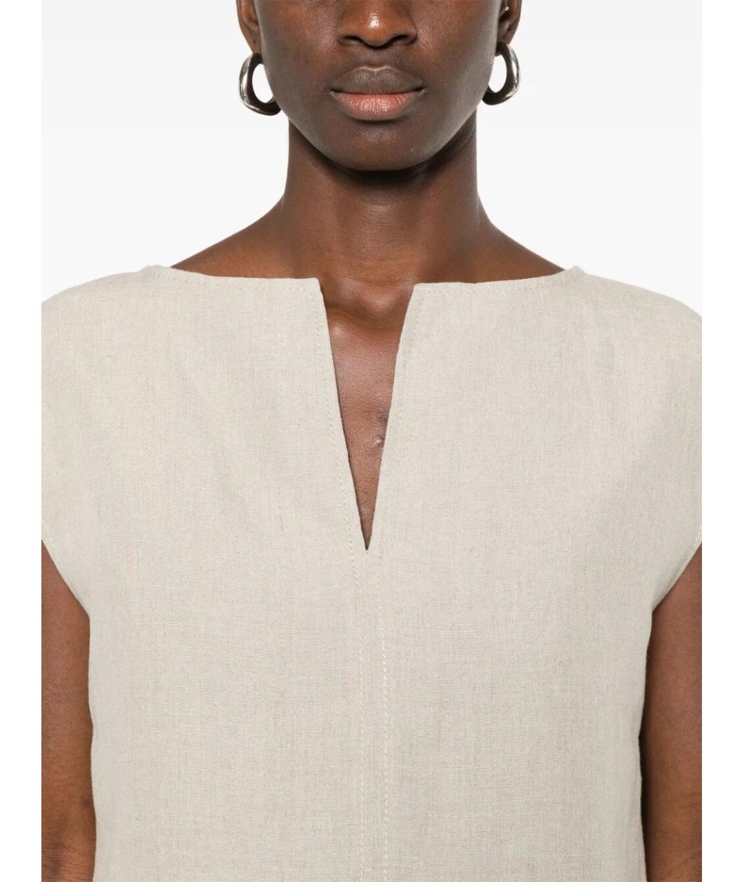 MAX MARA Бежевая льняная майка, фото 4