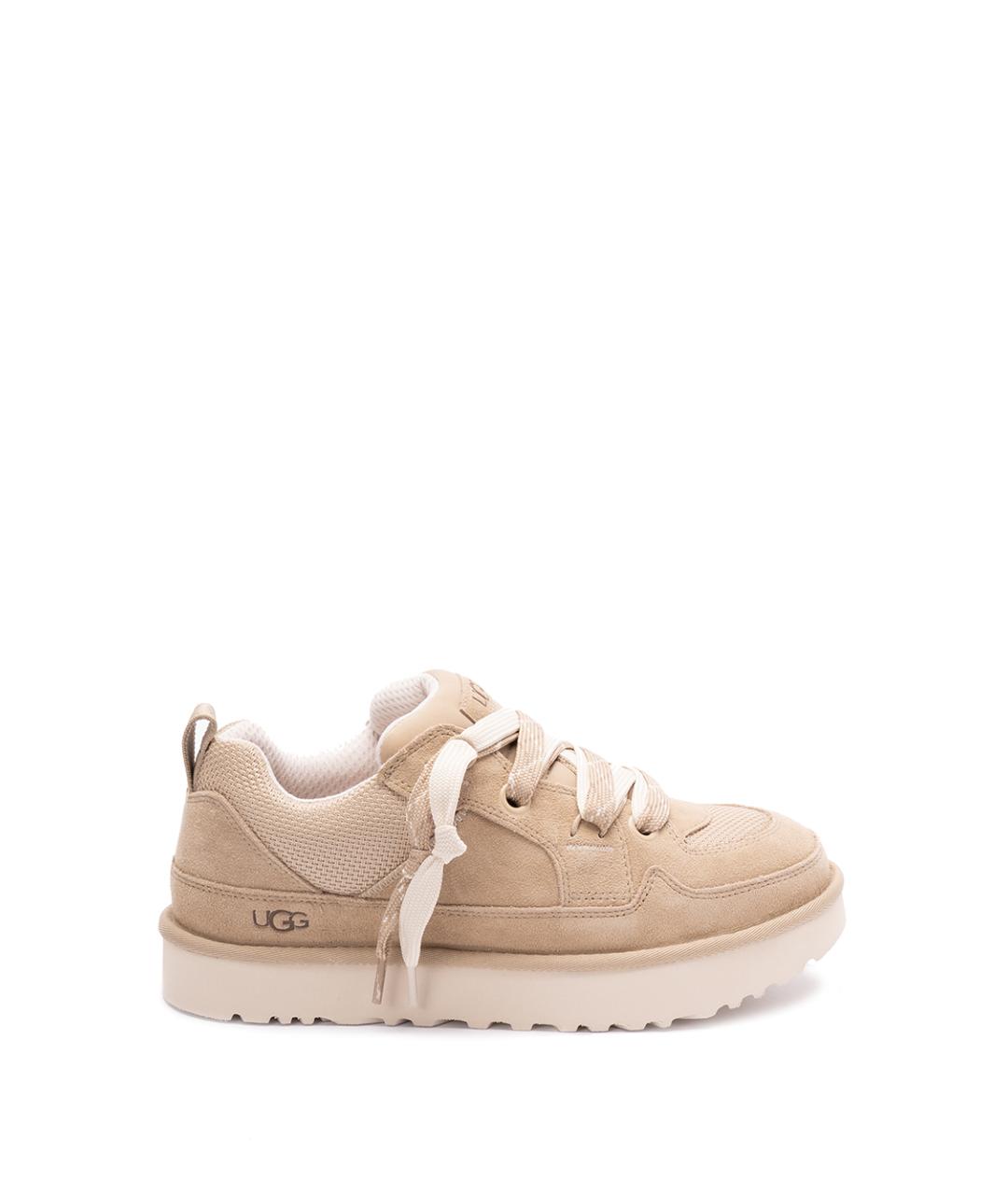 UGG AUSTRALIA Бежевые кожаные низкие кроссовки / кеды, фото 1