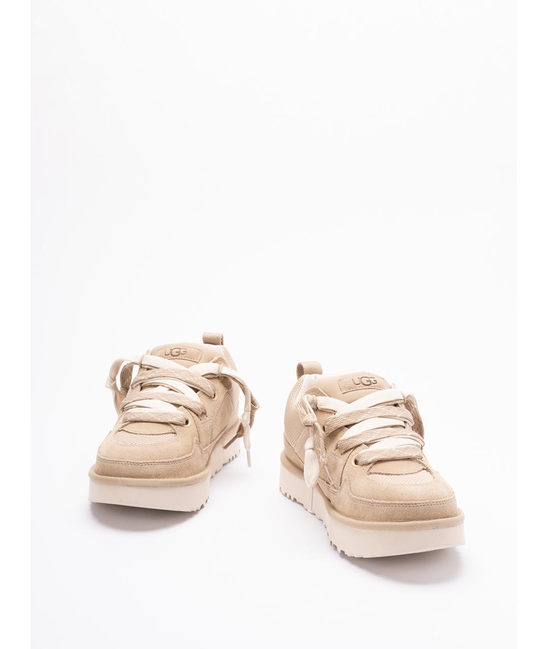 UGG AUSTRALIA Бежевые кожаные низкие кроссовки / кеды, фото 2