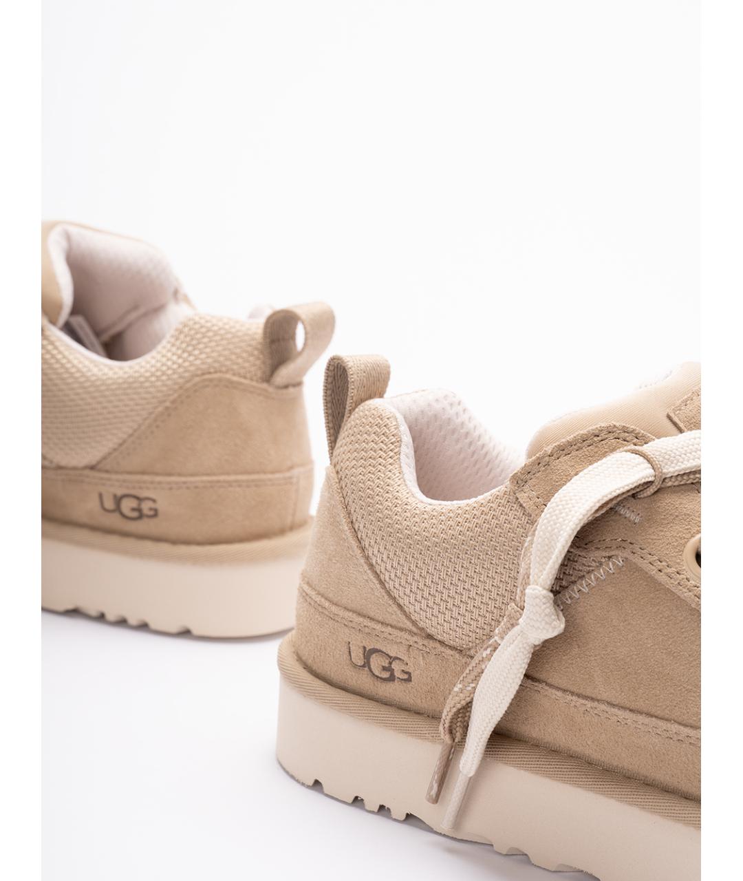 UGG AUSTRALIA Бежевые кожаные низкие кроссовки / кеды, фото 6