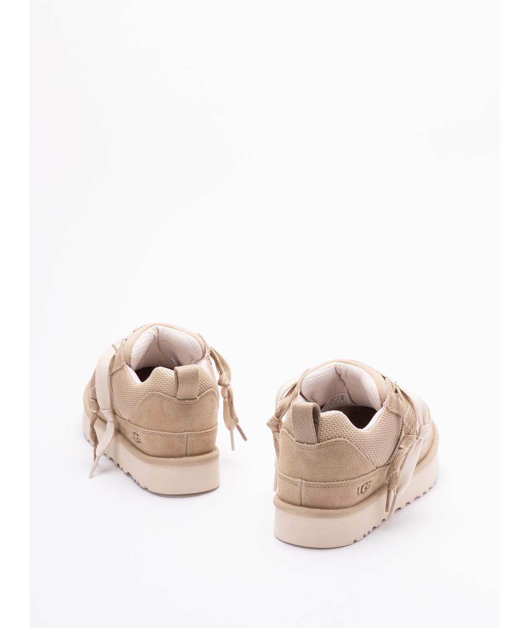 UGG AUSTRALIA Бежевые кожаные низкие кроссовки / кеды, фото 3