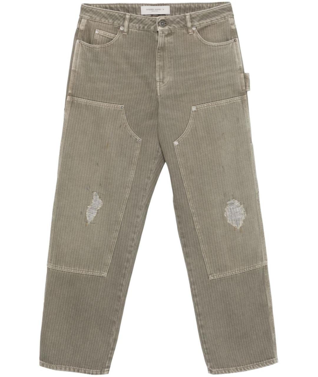 GOLDEN GOOSE DELUXE BRAND Хаки хлопко-полиэстеровые прямые джинсы, фото 4