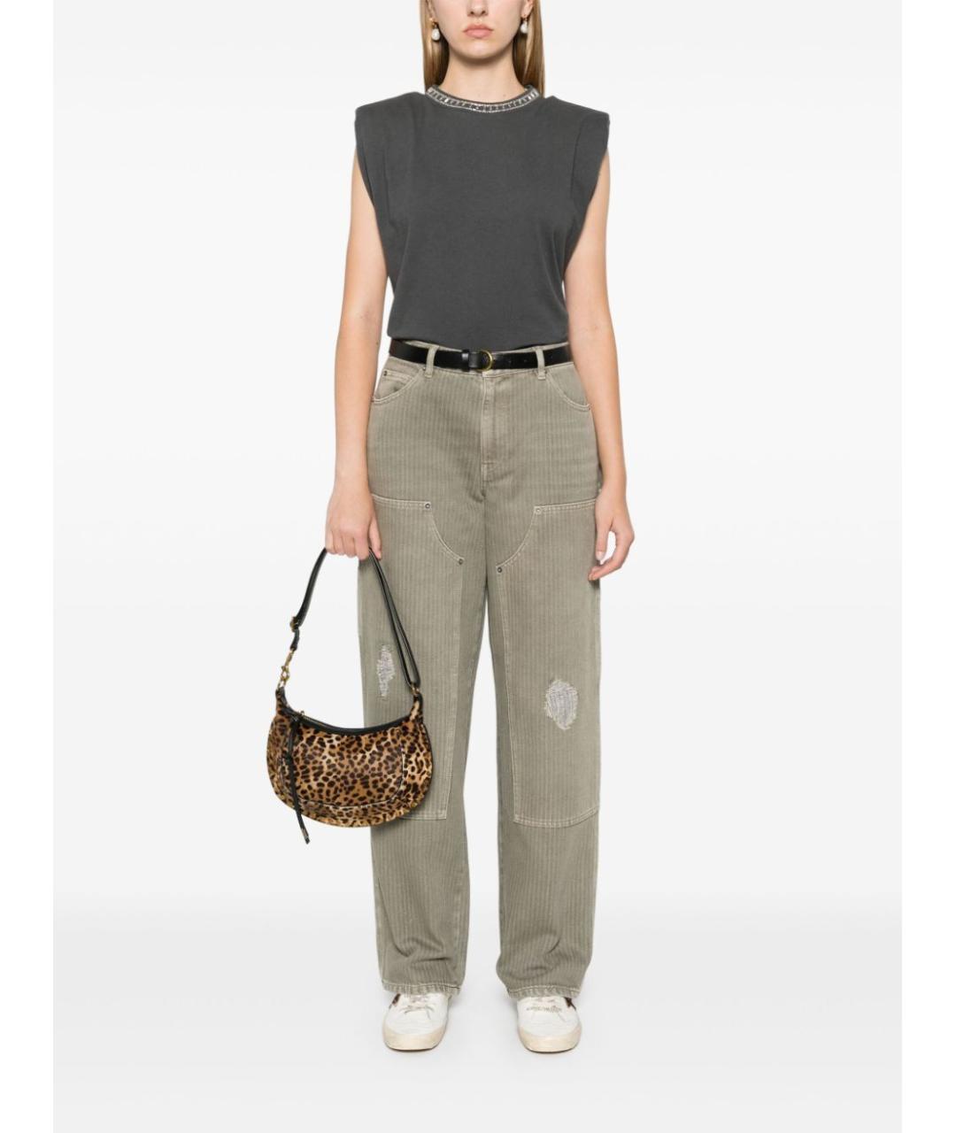 GOLDEN GOOSE DELUXE BRAND Хаки хлопко-полиэстеровые прямые джинсы, фото 2