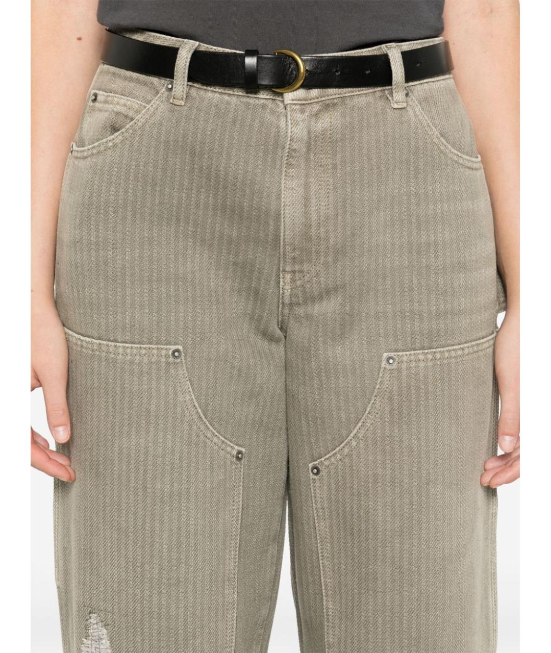 GOLDEN GOOSE DELUXE BRAND Хаки хлопко-полиэстеровые прямые джинсы, фото 3