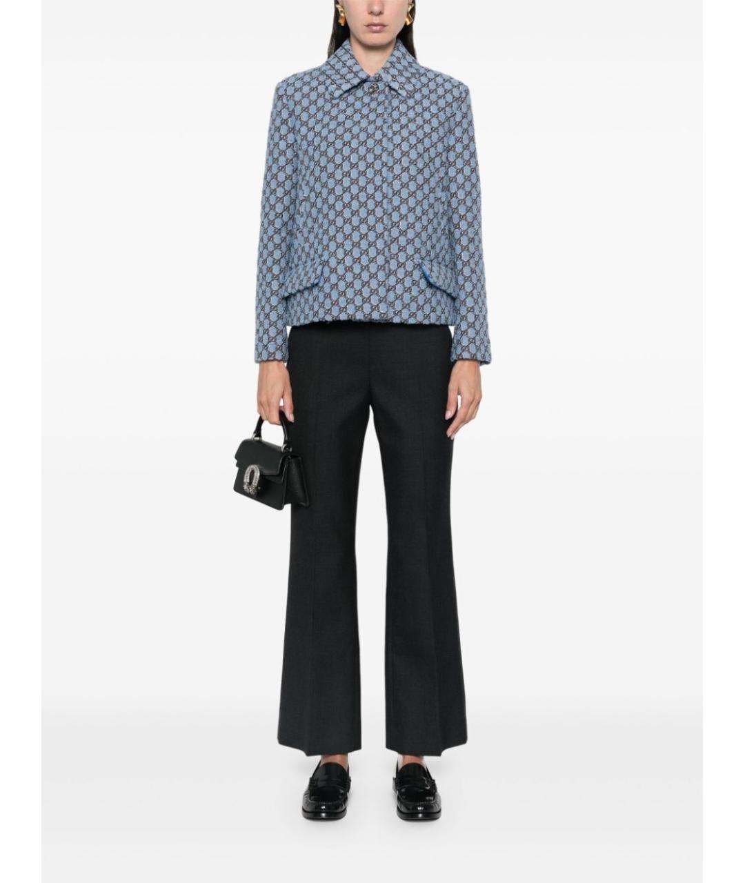 GUCCI Антрацитовые шерстяные прямые брюки, фото 2