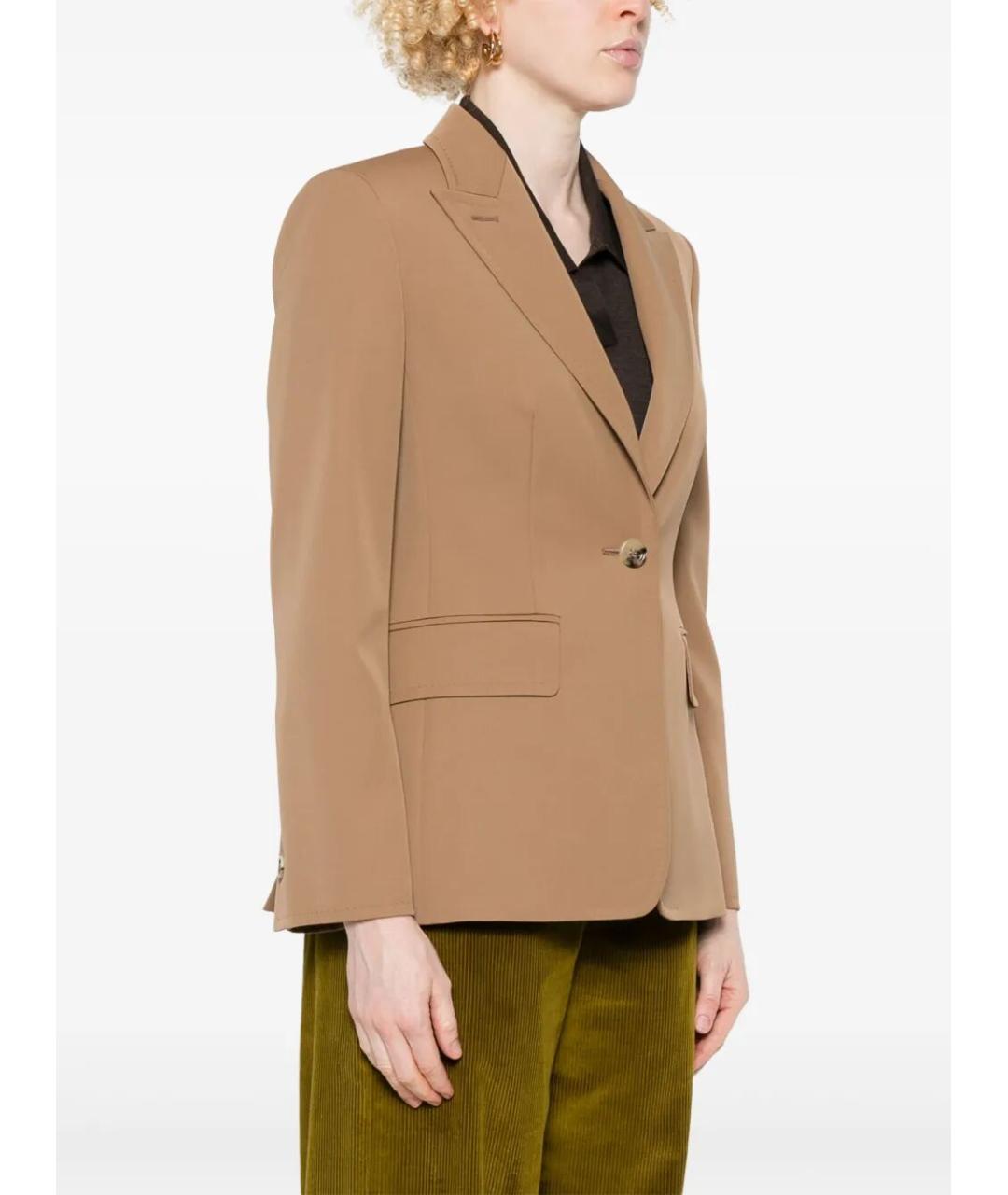 MAX MARA Бежевый шерстяной жакет/пиджак, фото 4