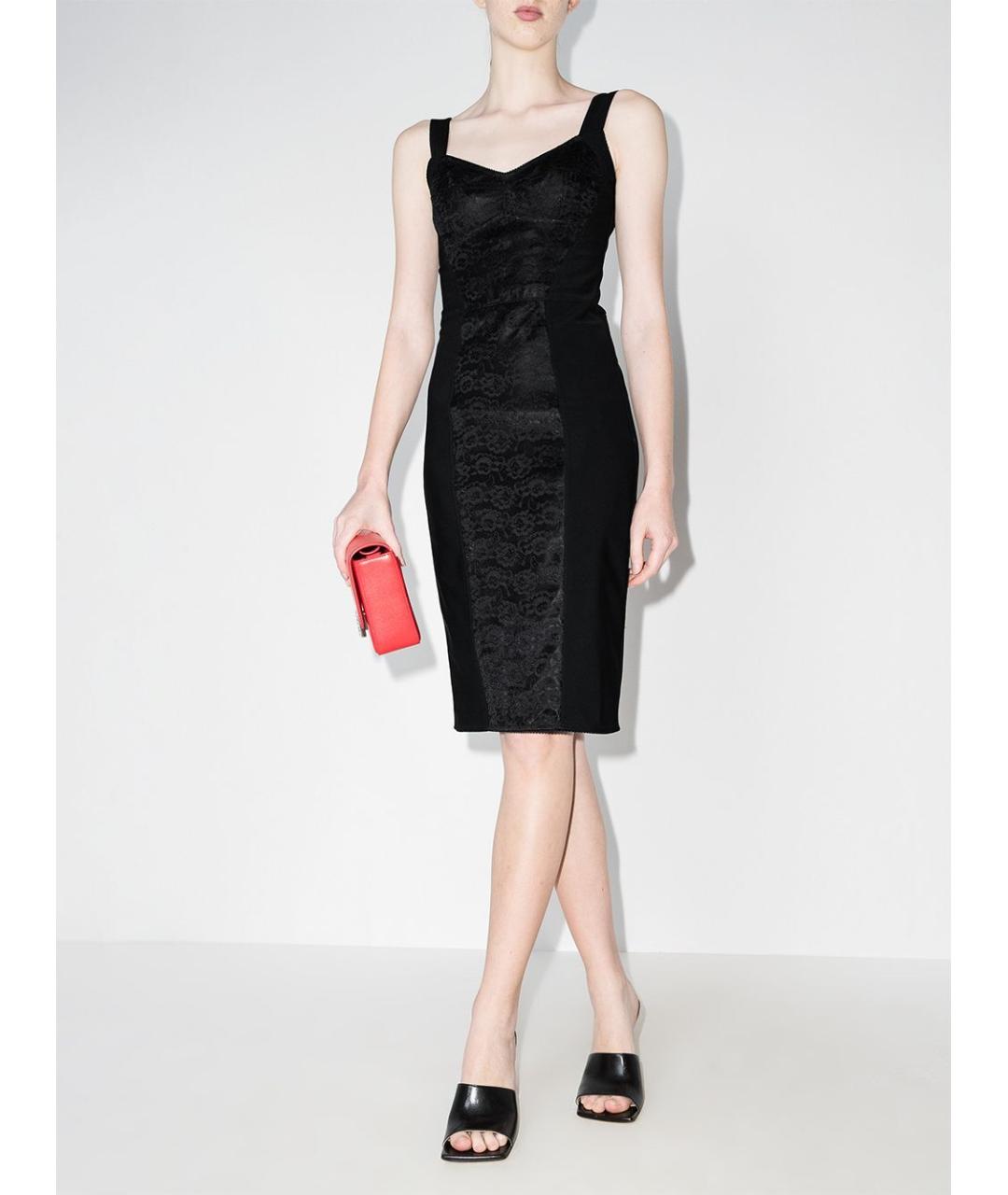 DOLCE&GABBANA Черное полиэстеровое коктейльное платье, фото 2