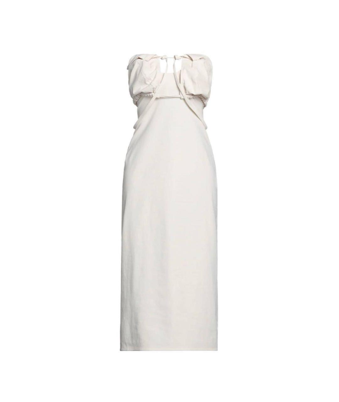 JACQUEMUS Белое хлопко-эластановое коктейльное платье, фото 8