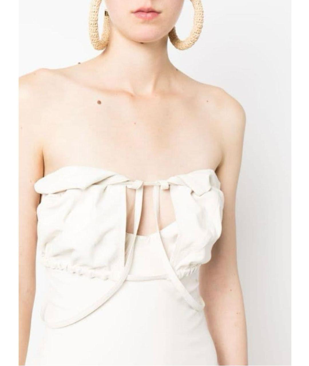 JACQUEMUS Белое хлопко-эластановое коктейльное платье, фото 3