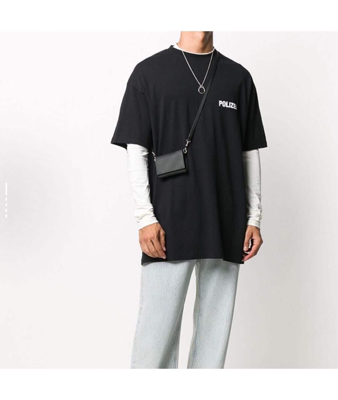 VETEMENTS Черная хлопковая футболка, фото 4