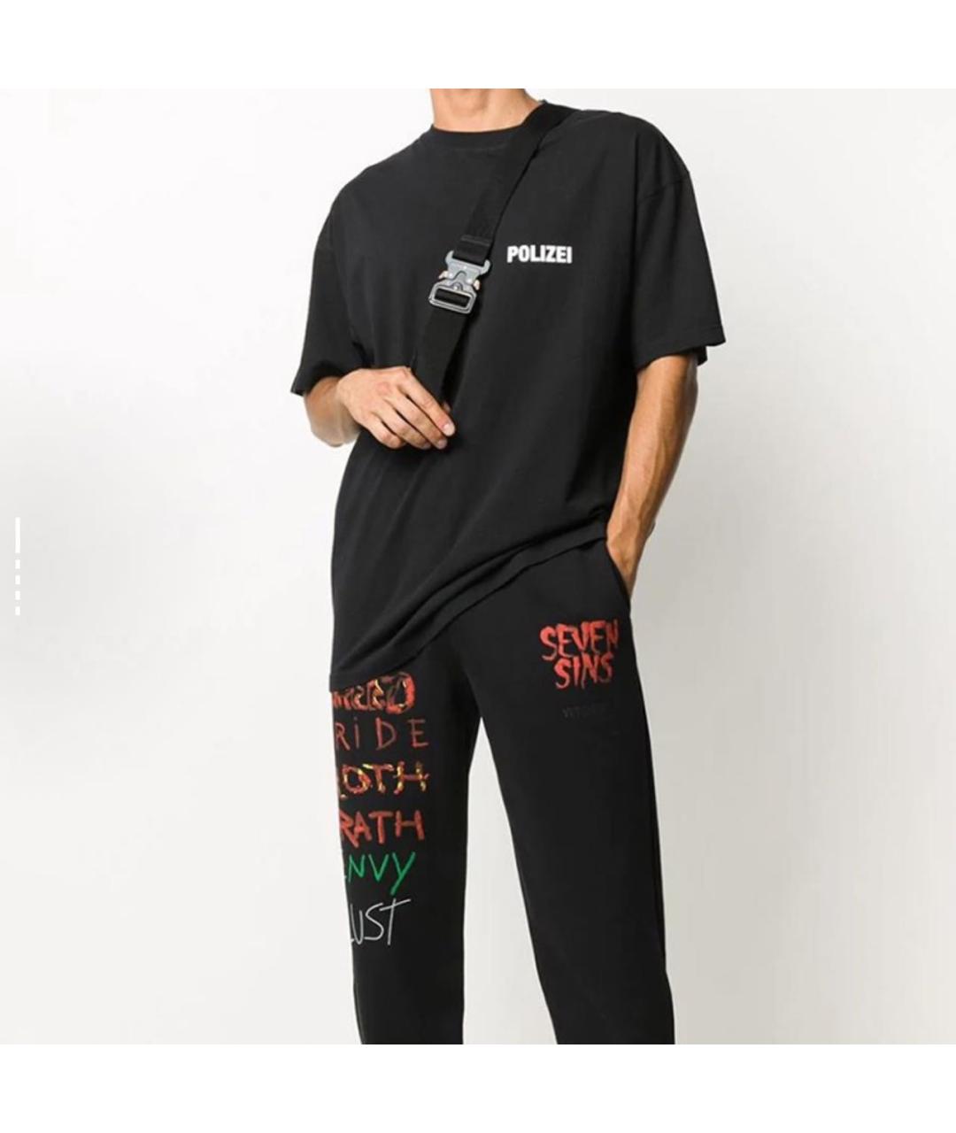 VETEMENTS Черная хлопковая футболка, фото 5