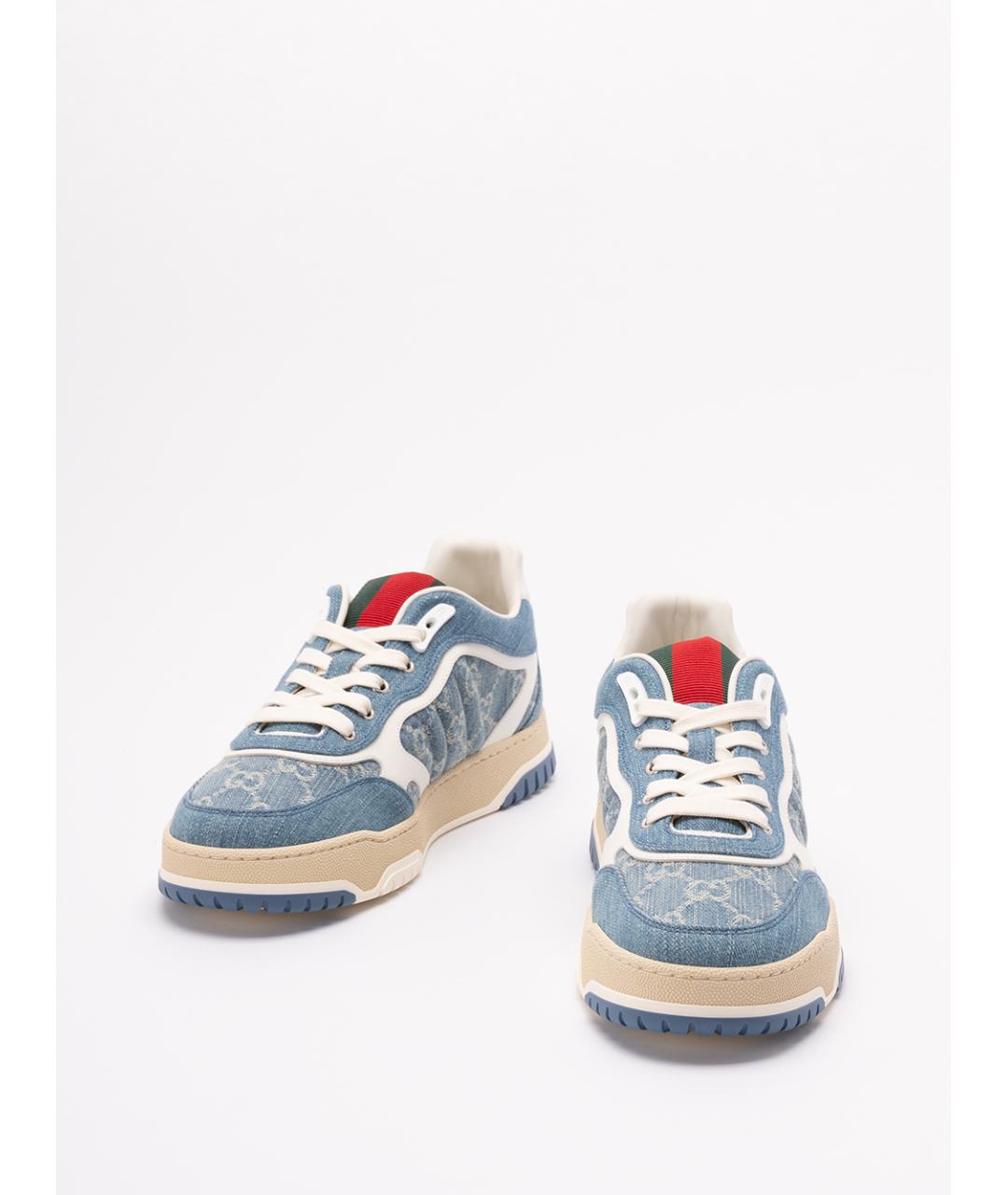 GUCCI Голубые текстильные низкие кроссовки / кеды, фото 2