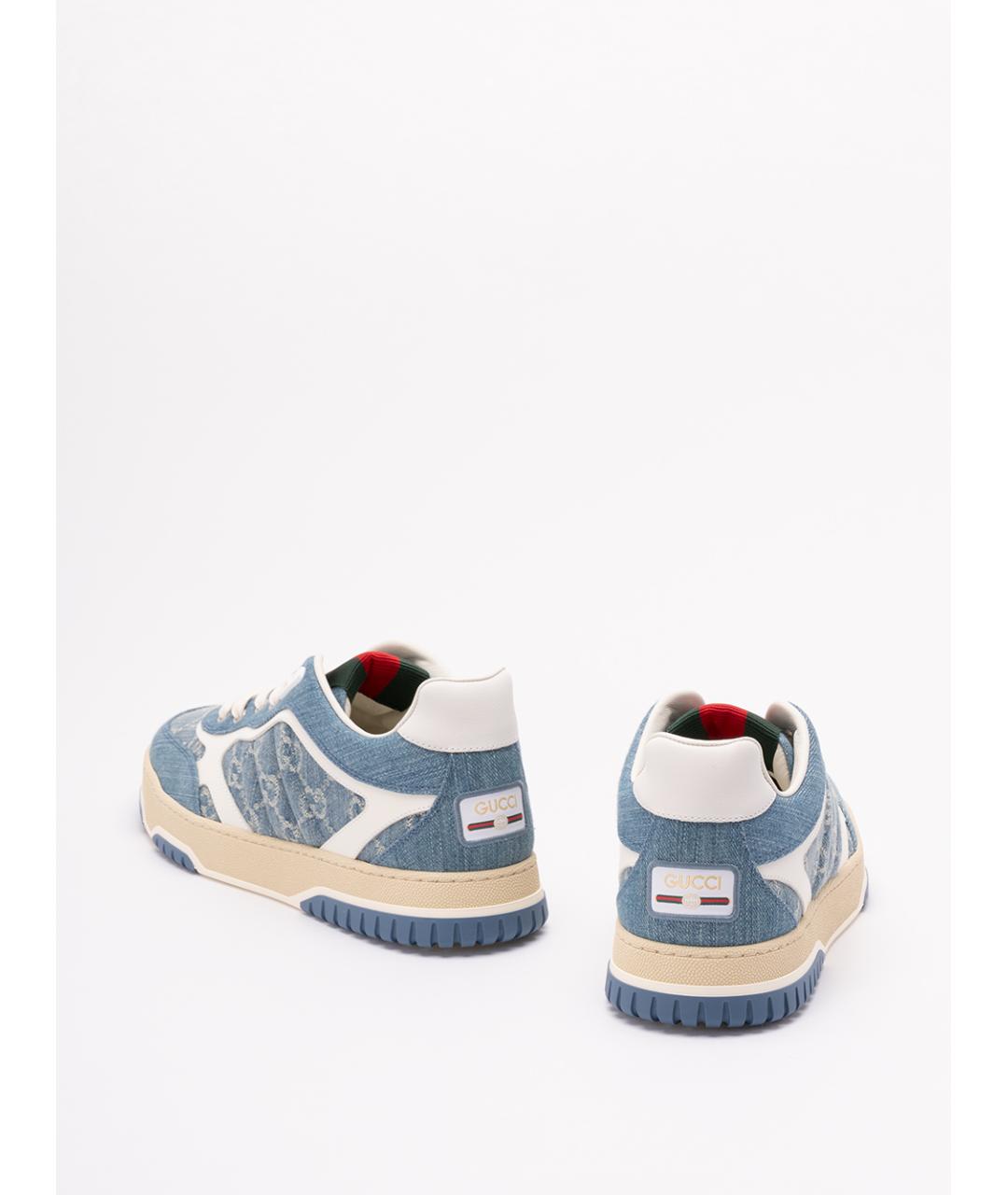 GUCCI Голубые текстильные низкие кроссовки / кеды, фото 3