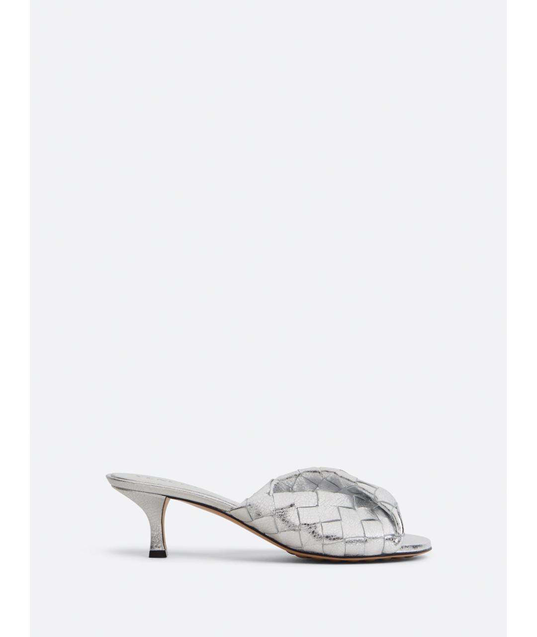 BOTTEGA VENETA Серебряные кожаные мюли, фото 6