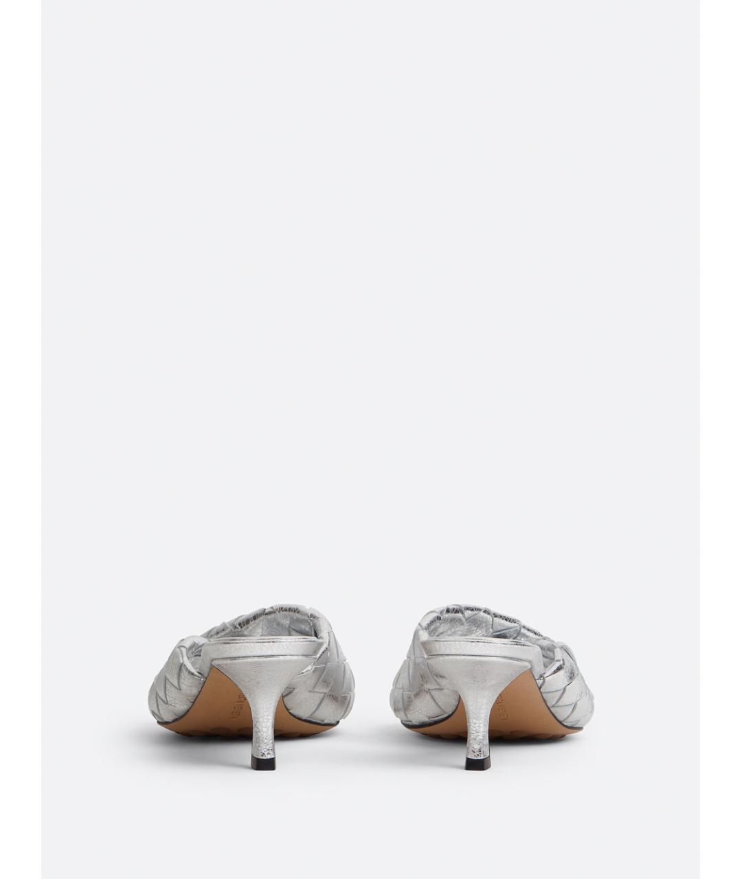 BOTTEGA VENETA Серебряные кожаные мюли, фото 3