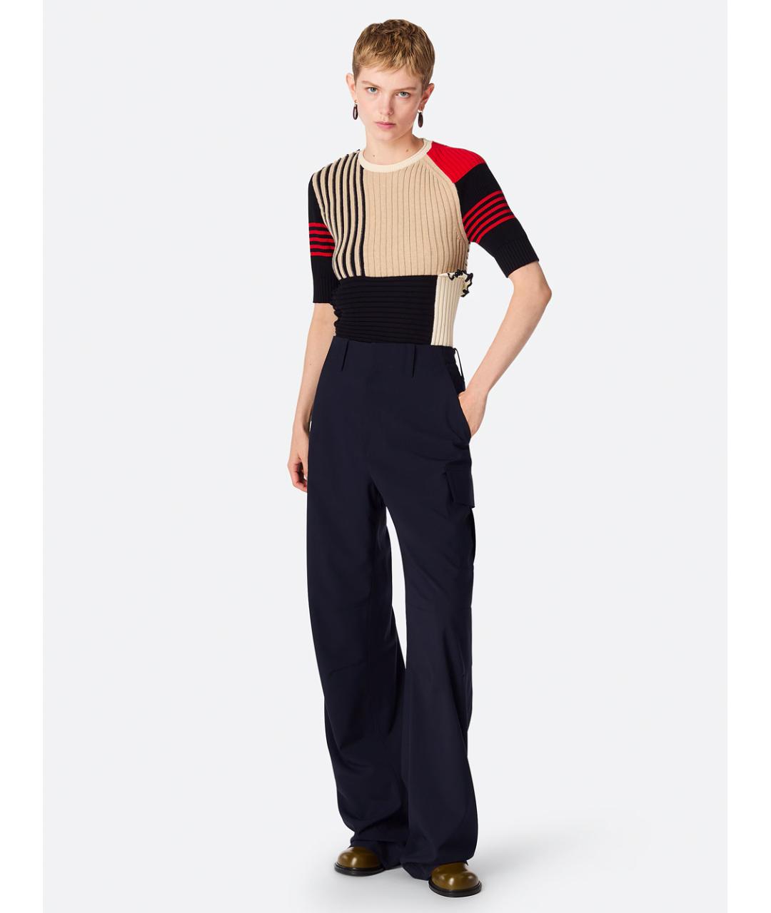 BOTTEGA VENETA Темно-синие шерстяные прямые брюки, фото 2