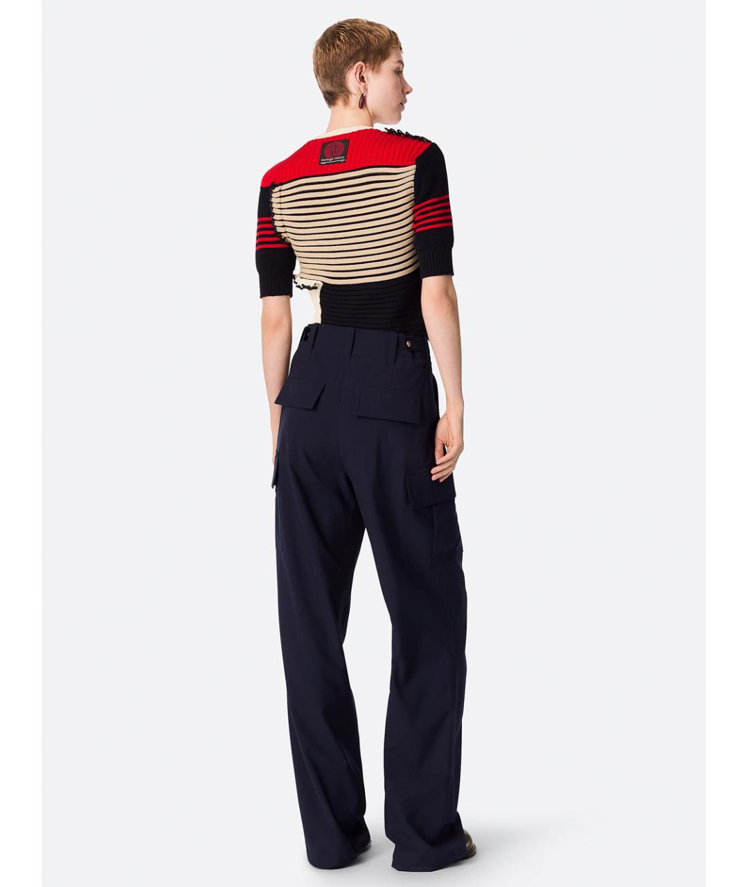 BOTTEGA VENETA Темно-синие шерстяные прямые брюки, фото 3
