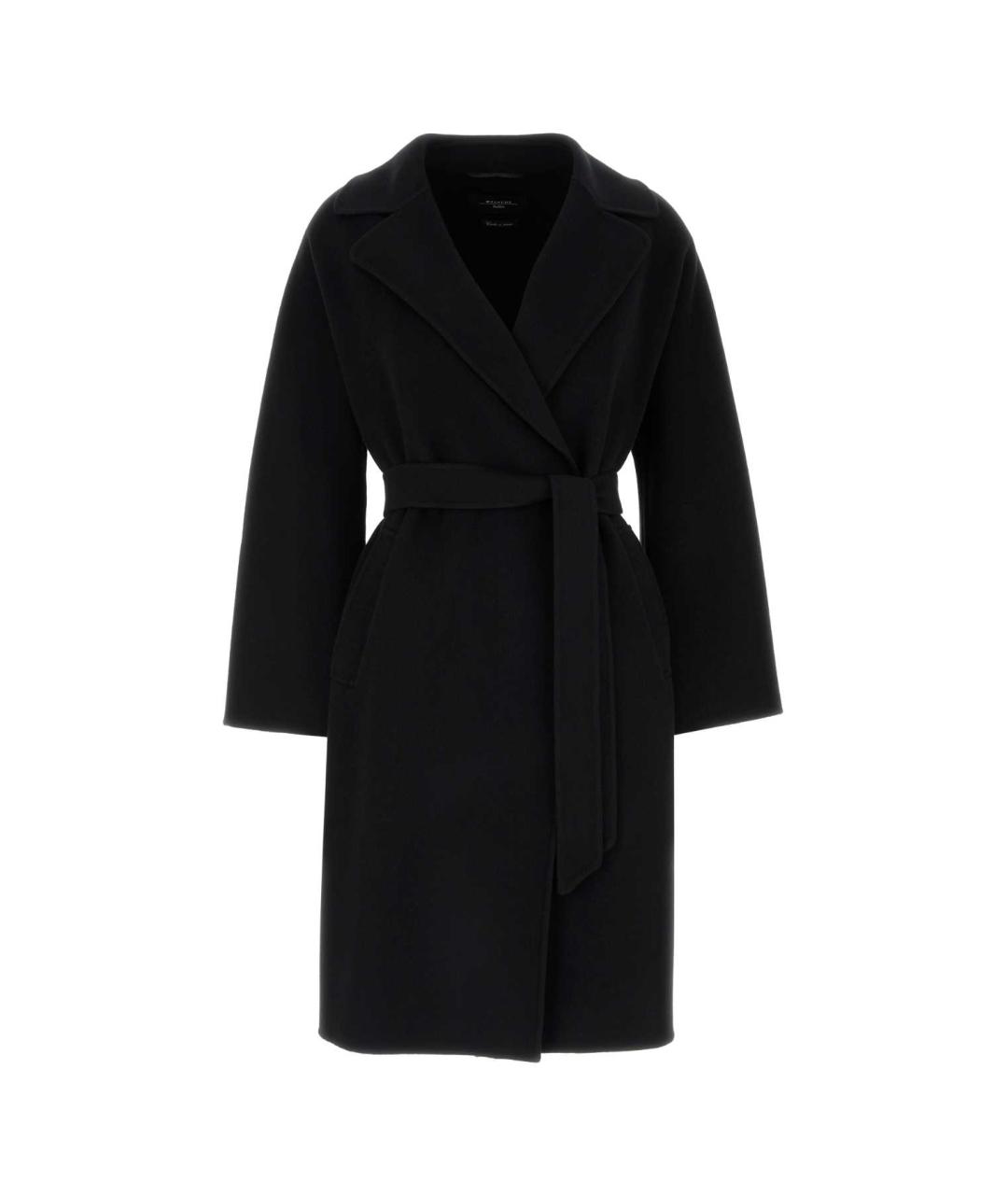 WEEKEND MAX MARA Черное шерстяное пальто, фото 1