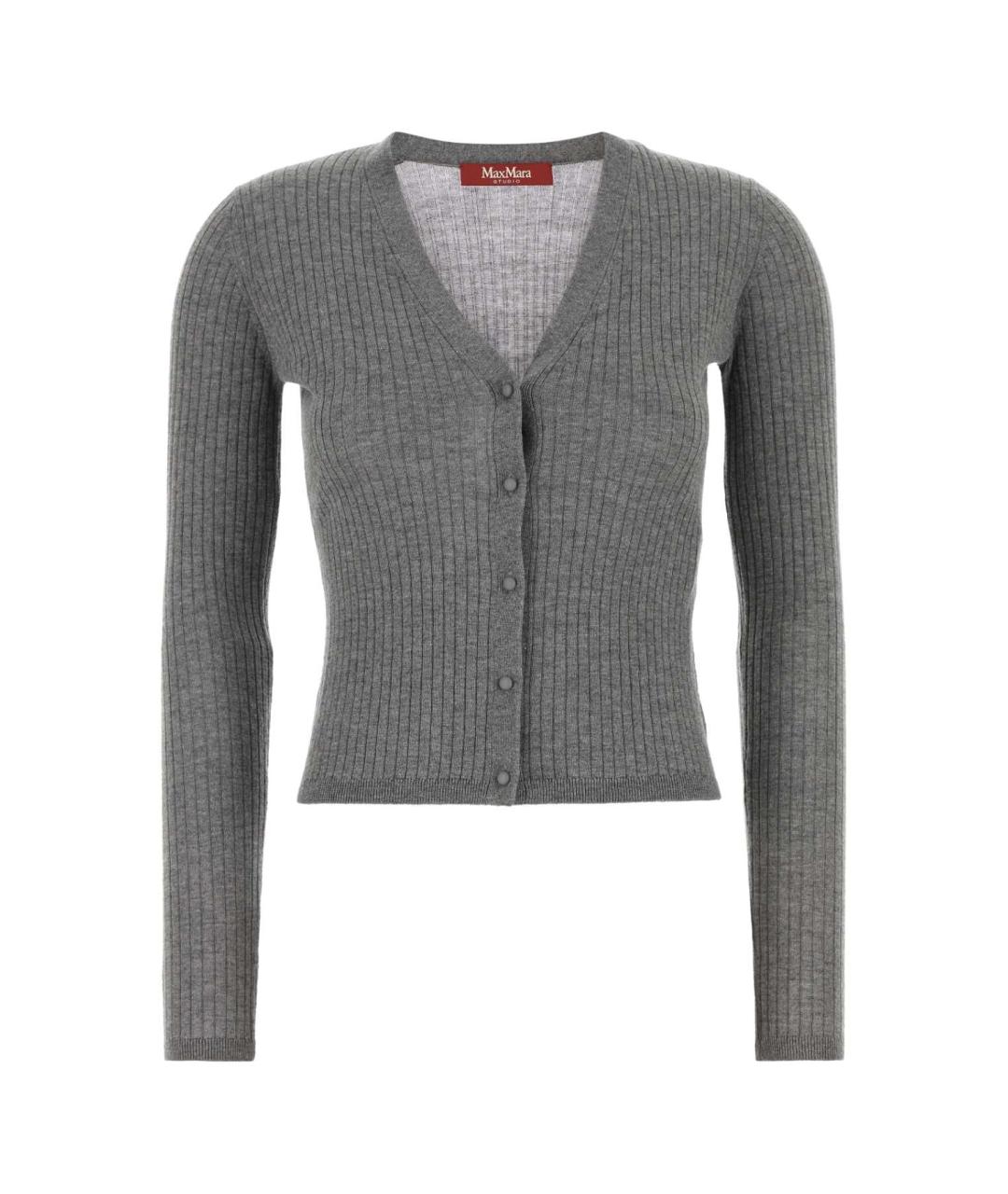 MAX MARA STUDIO Серый шелковый кардиган, фото 1
