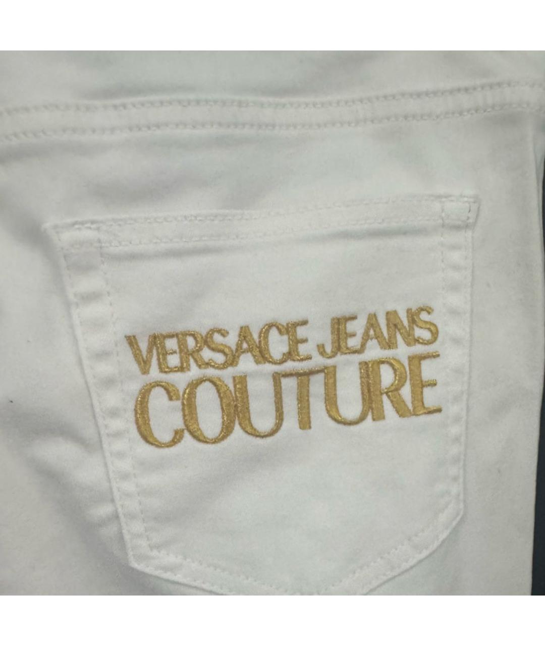 VERSACE JEANS COUTURE Белые хлопковые прямые джинсы, фото 4