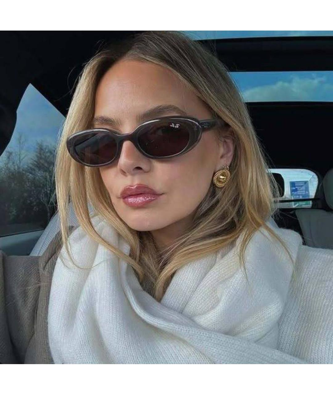 RAY BAN Коричневые пластиковые солнцезащитные очки, фото 2