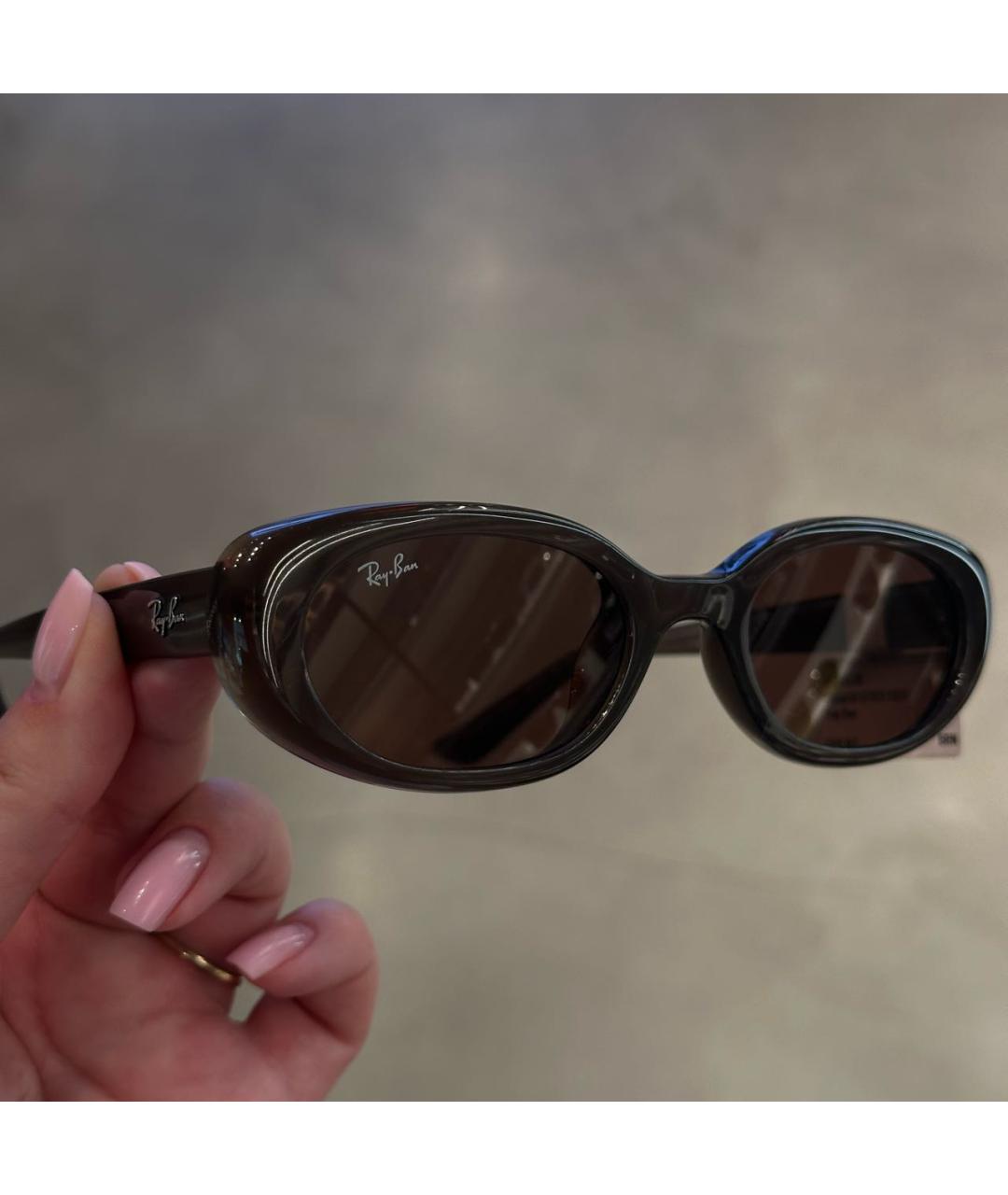 RAY BAN Коричневые пластиковые солнцезащитные очки, фото 3