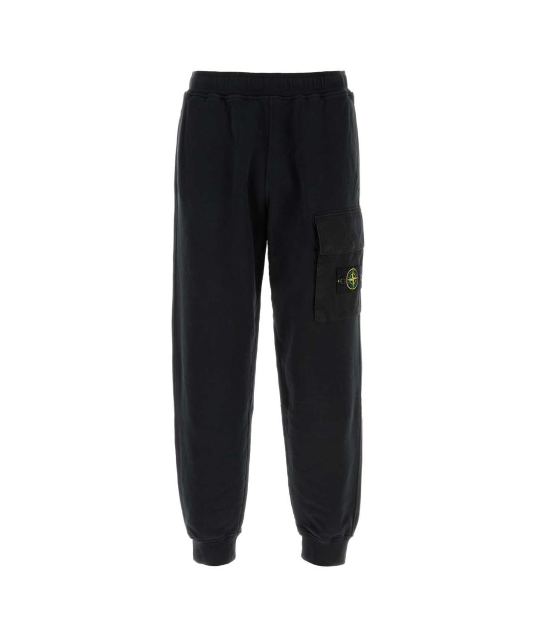 STONE ISLAND Черные хлопковые повседневные брюки, фото 1