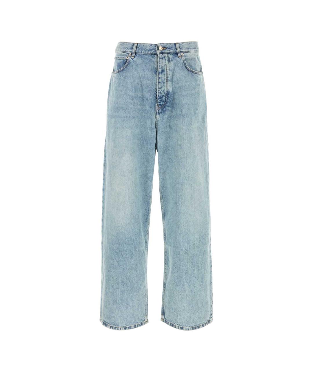 BALENCIAGA Голубые хлопковые прямые джинсы, фото 1