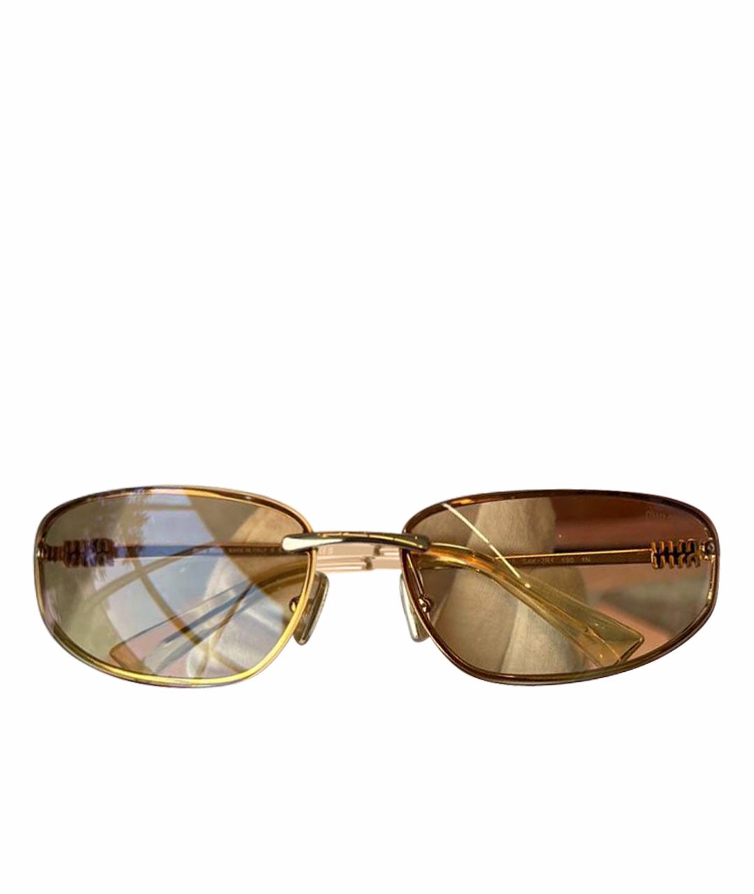 MIU MIU Золотые металлические солнцезащитные очки, фото 1