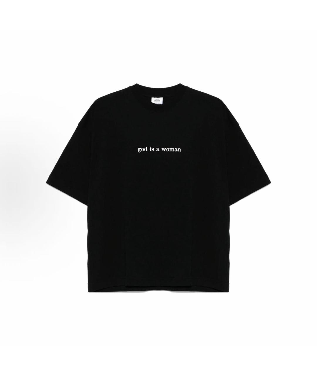 VETEMENTS Черная хлопковая футболка, фото 6