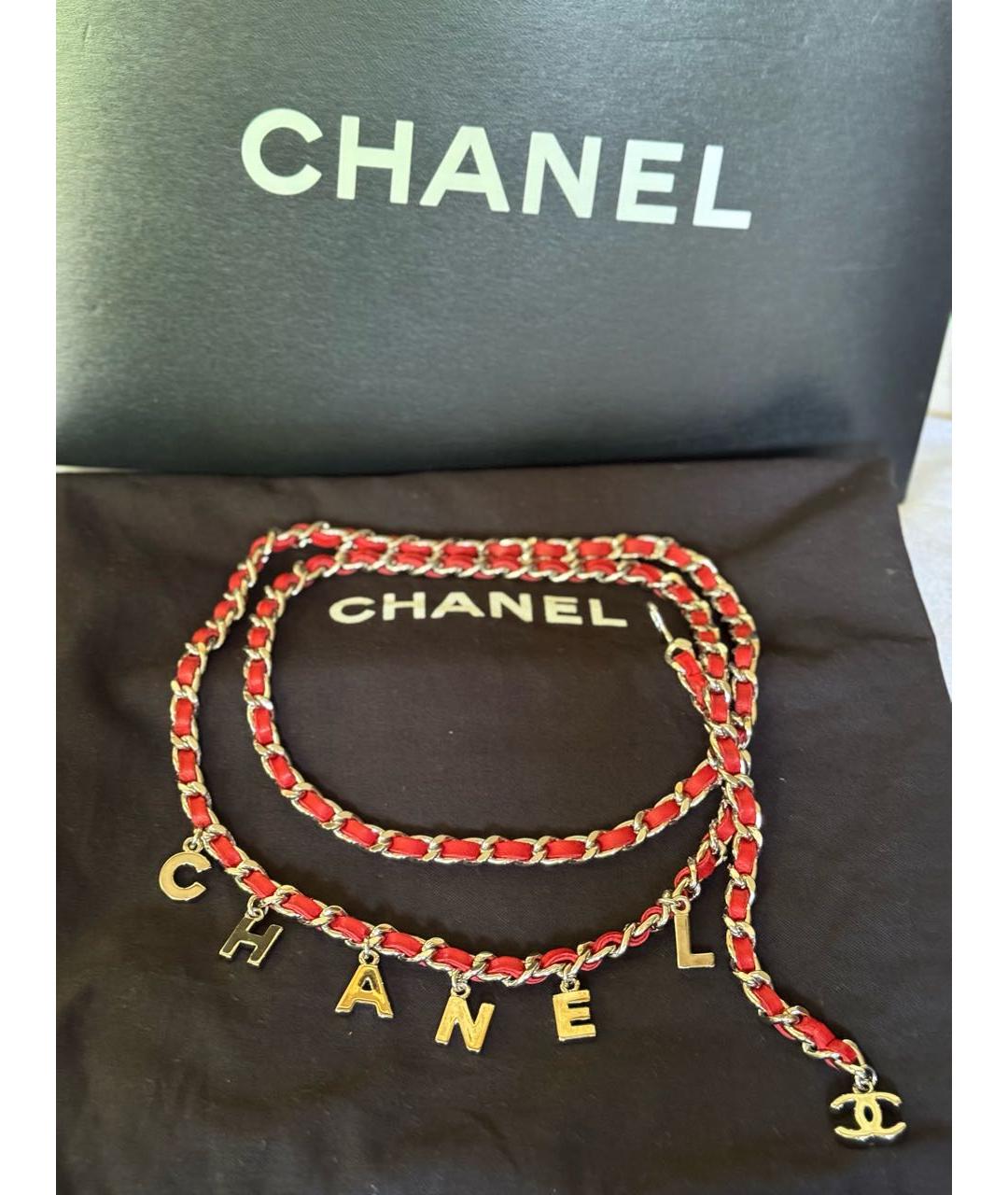 CHANEL Красный пелетеный ремень, фото 6