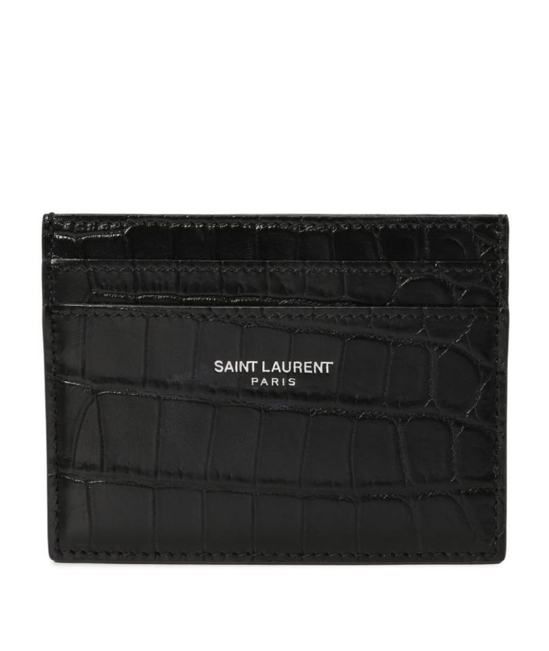 SAINT LAURENT Черный кожаный кардхолдер, фото 1
