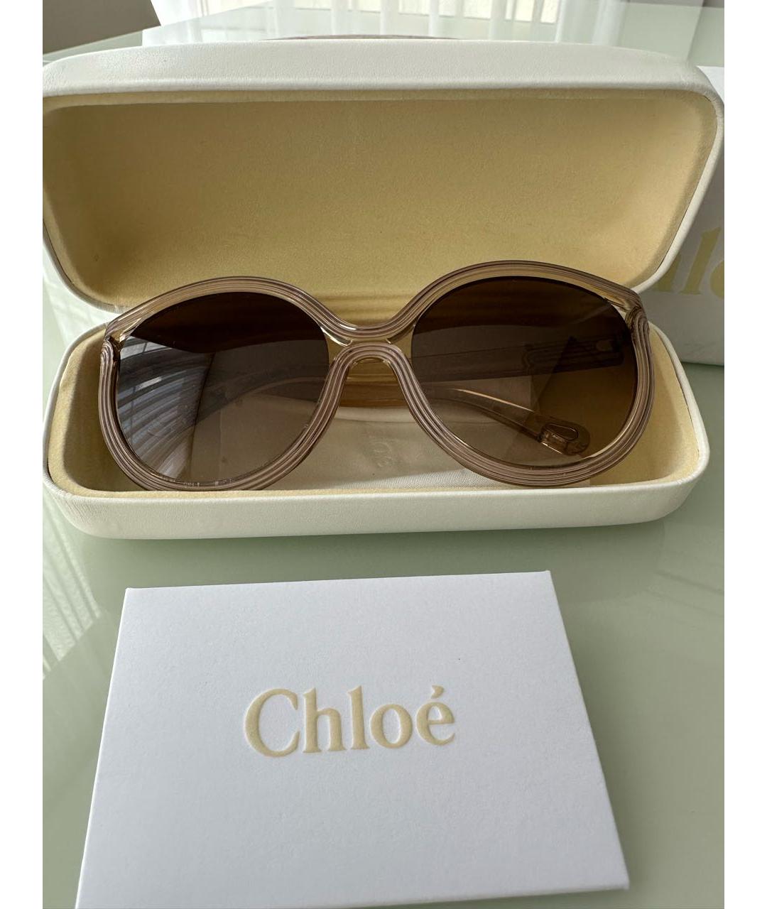 CHLOE Бежевые пластиковые солнцезащитные очки, фото 6