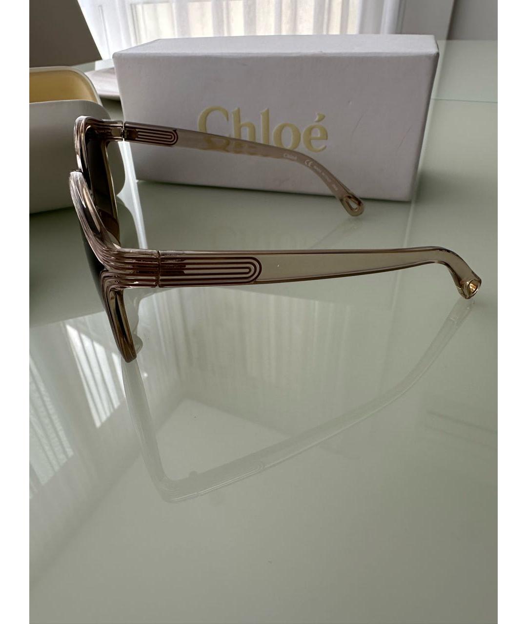 CHLOE Бежевые пластиковые солнцезащитные очки, фото 3