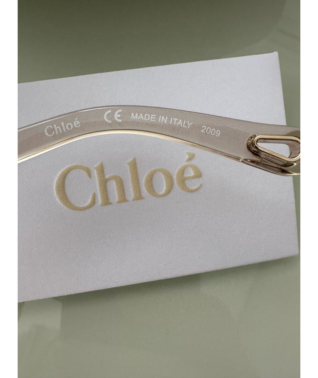 CHLOE Бежевые пластиковые солнцезащитные очки, фото 4
