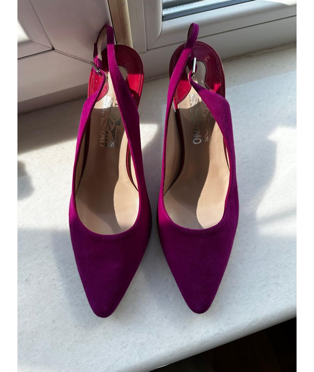 FERRAGAMO Фуксия кожаные босоножки, фото 3