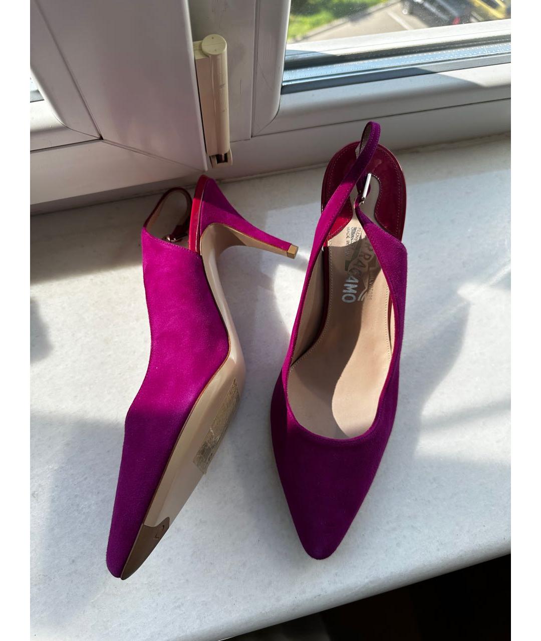 FERRAGAMO Фуксия кожаные босоножки, фото 5