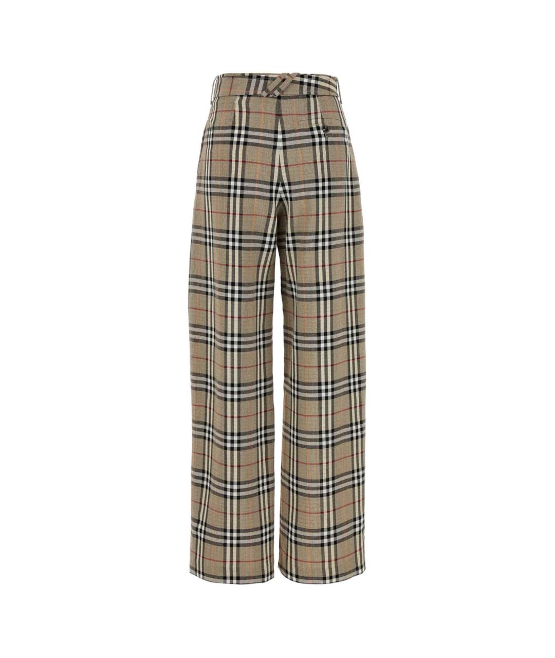 BURBERRY Бежевые вискозные прямые брюки, фото 2