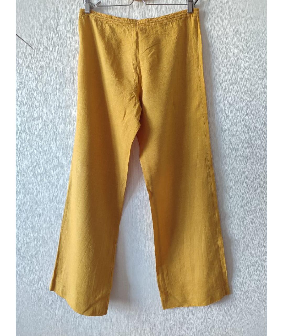 CELINE Горчичные льняные брюки широкие, фото 2