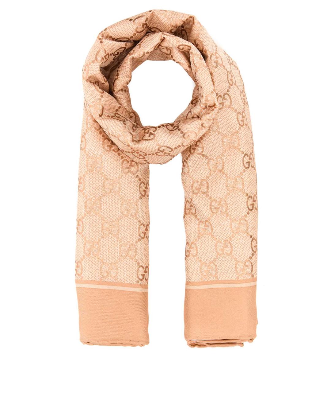 GUCCI Оранжевый шелковый шарф, фото 1