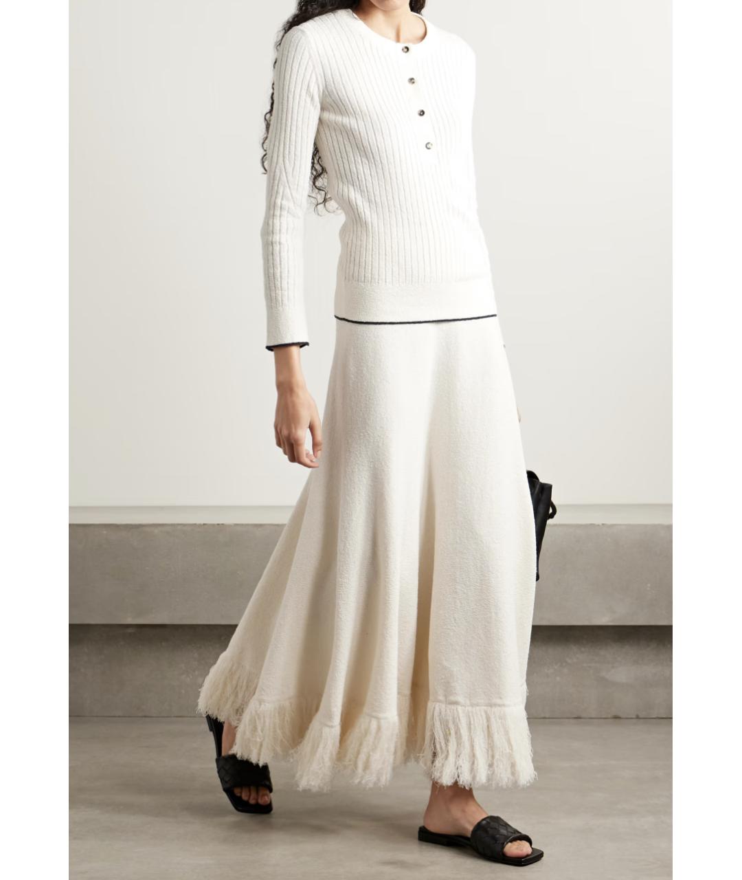 BOTTEGA VENETA Белая хлопковая юбка макси, фото 3