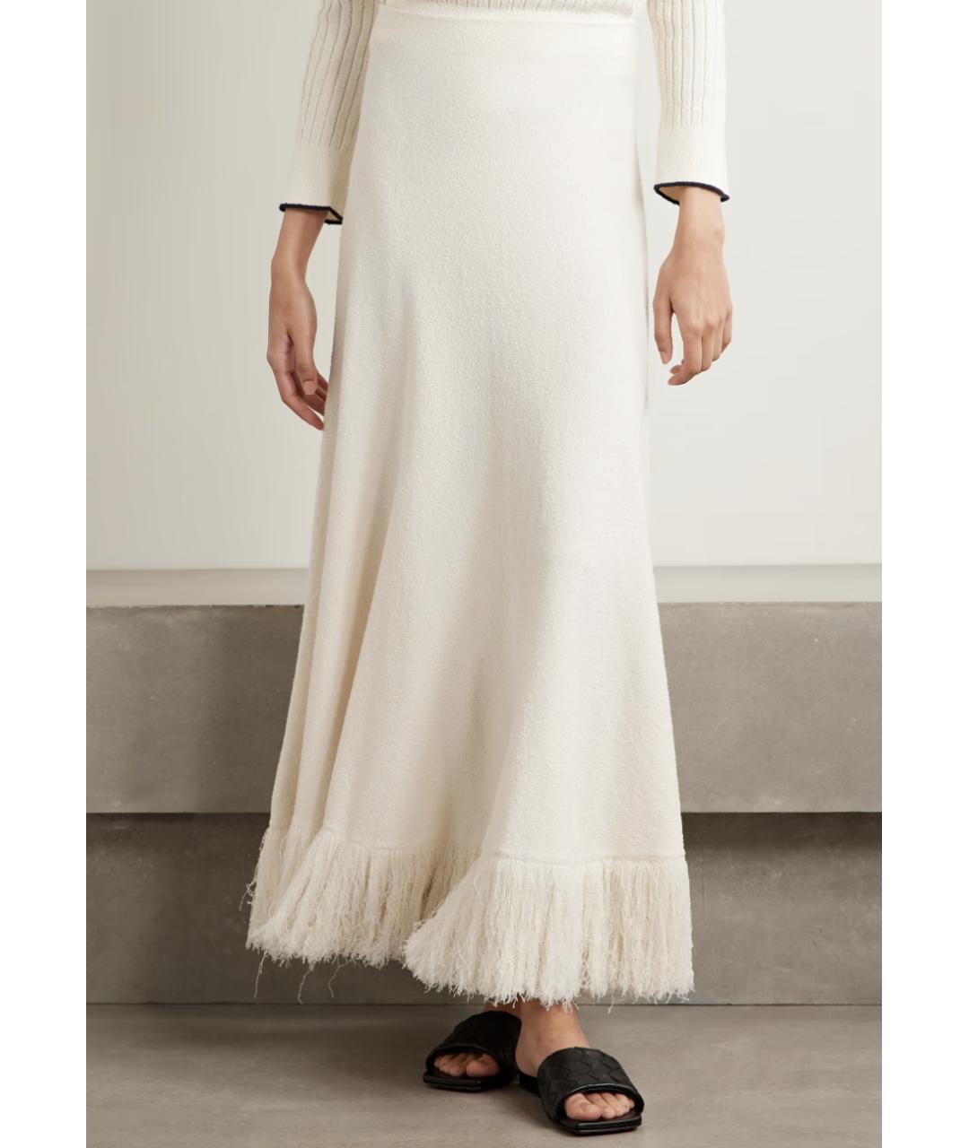 BOTTEGA VENETA Белая хлопковая юбка макси, фото 4