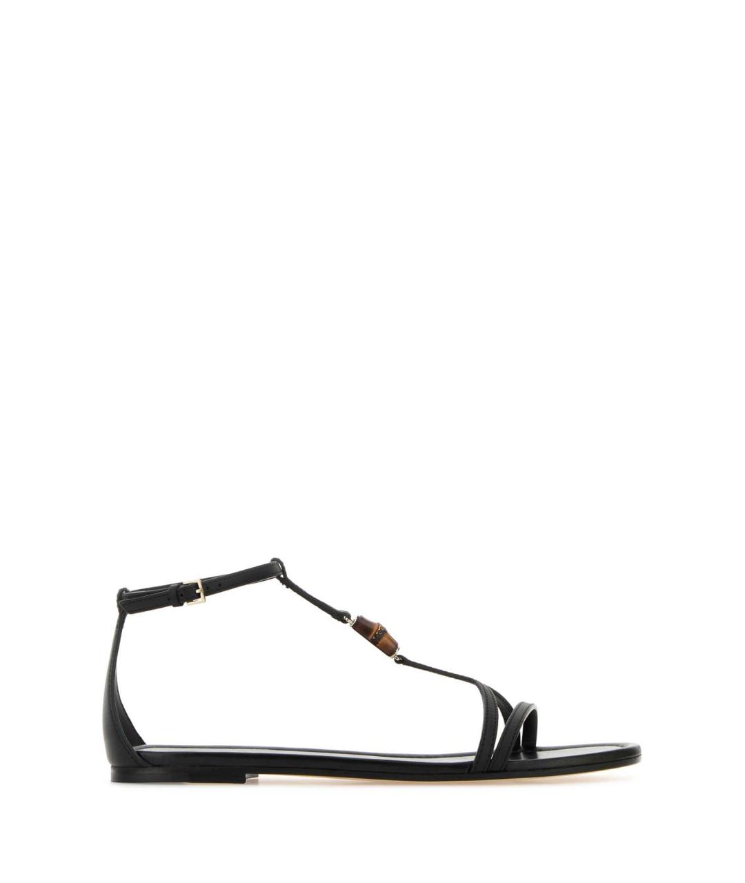 GUCCI Черные кожаные босоножки, фото 1