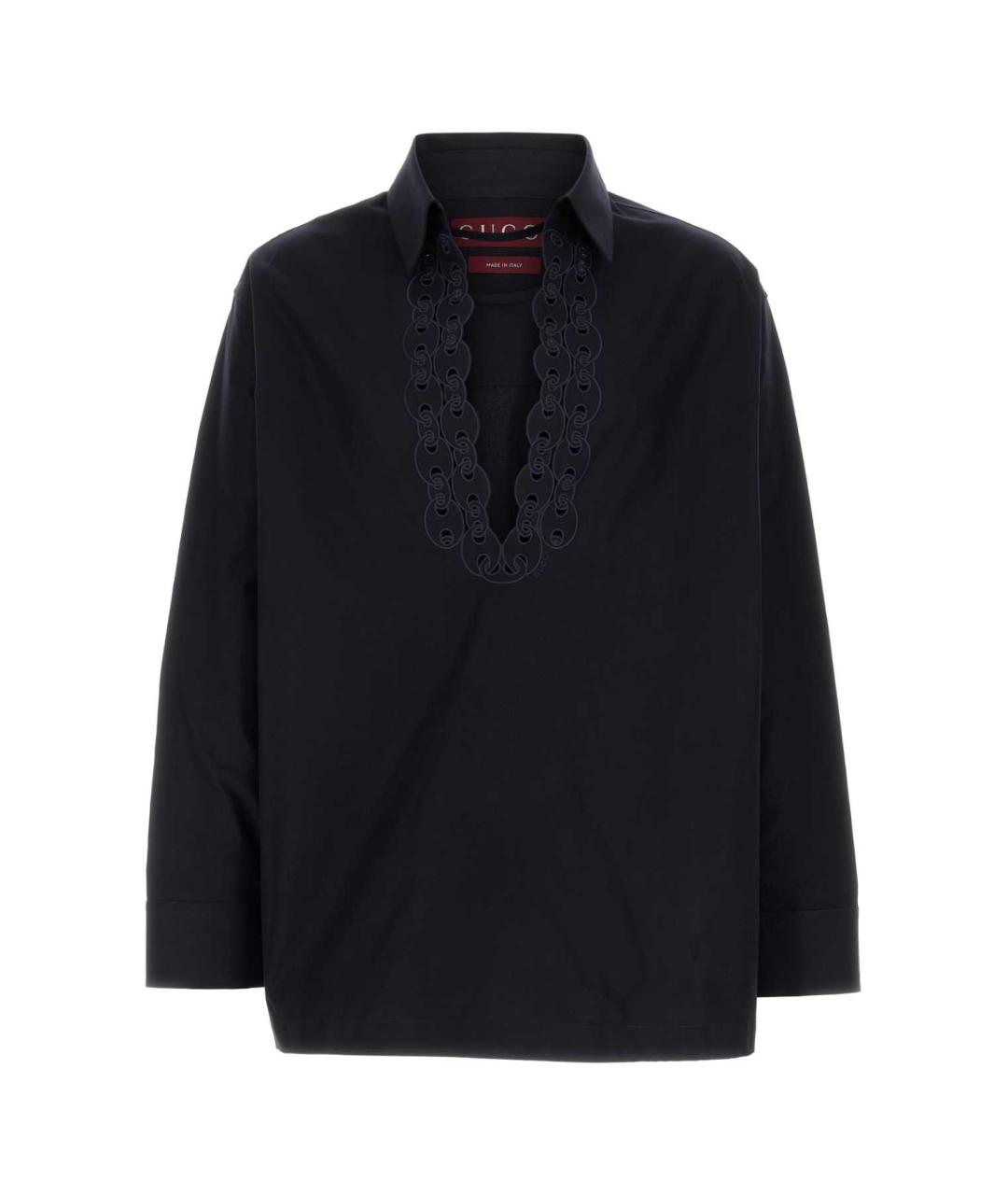 GUCCI Темно-синяя хлопковая кэжуал рубашка, фото 1