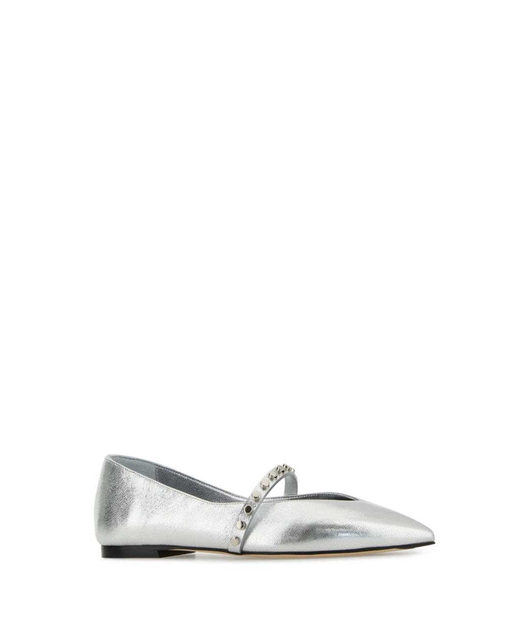 ALEXANDER MCQUEEN Серебряные кожаные балетки, фото 2