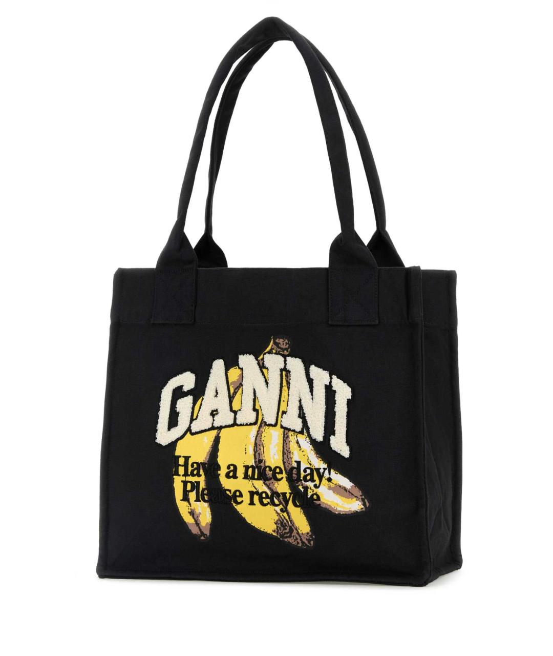 GANNI Черная хлопковая сумка тоут, фото 2