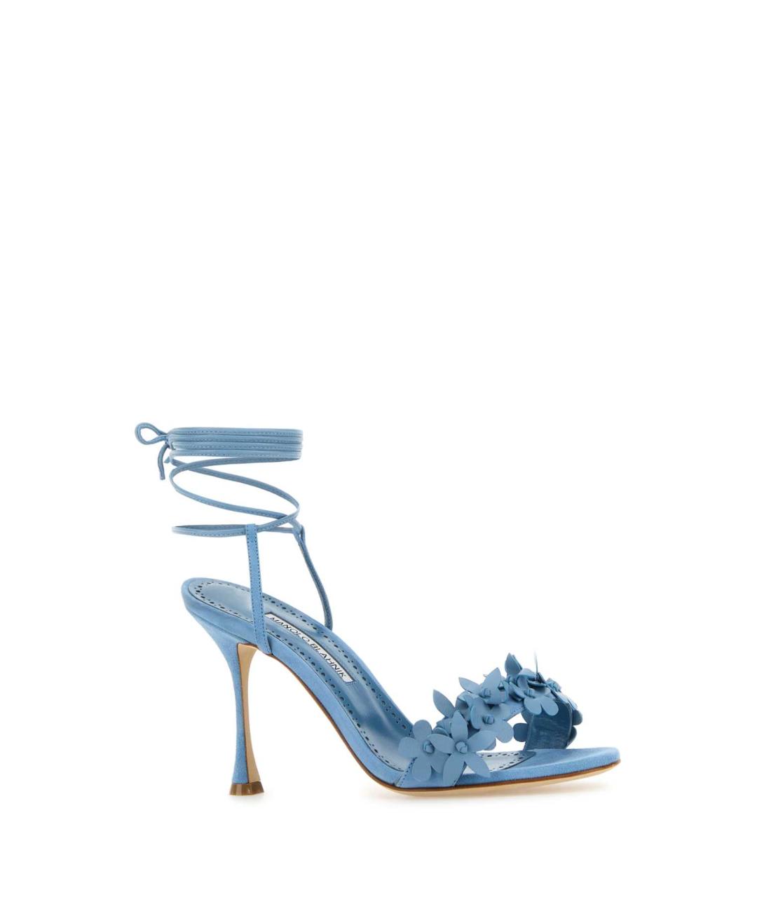MANOLO BLAHNIK Голубые кожаные босоножки, фото 2