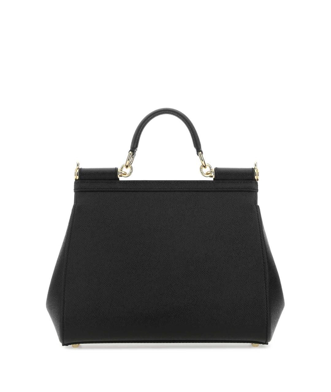 DOLCE&GABBANA Черная кожаная сумка с короткими ручками, фото 3